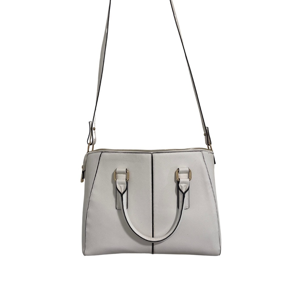 Vintage Classic Large white Women's Handbag with removable Crossbody strap